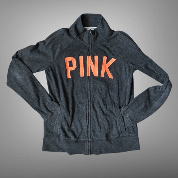 Victoria's Secret PINK Dark Gray sweater with Orange Logo - Picture 1 of 8